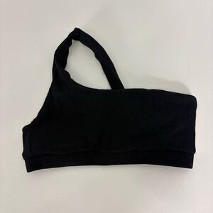 Mimi The Label Black Ribbed One Shoulder Swimsuit Top Size Small